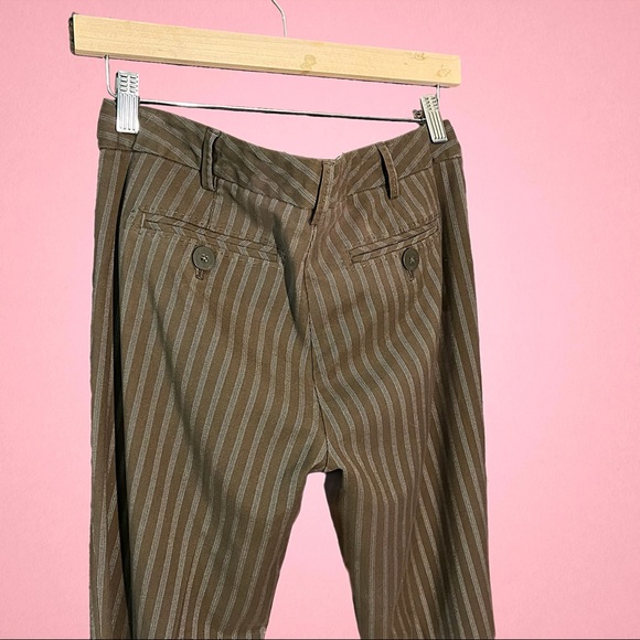 Aritzia Brown Low-Rise Trouser with Gray Pin Stripes - Picture 3 of 3